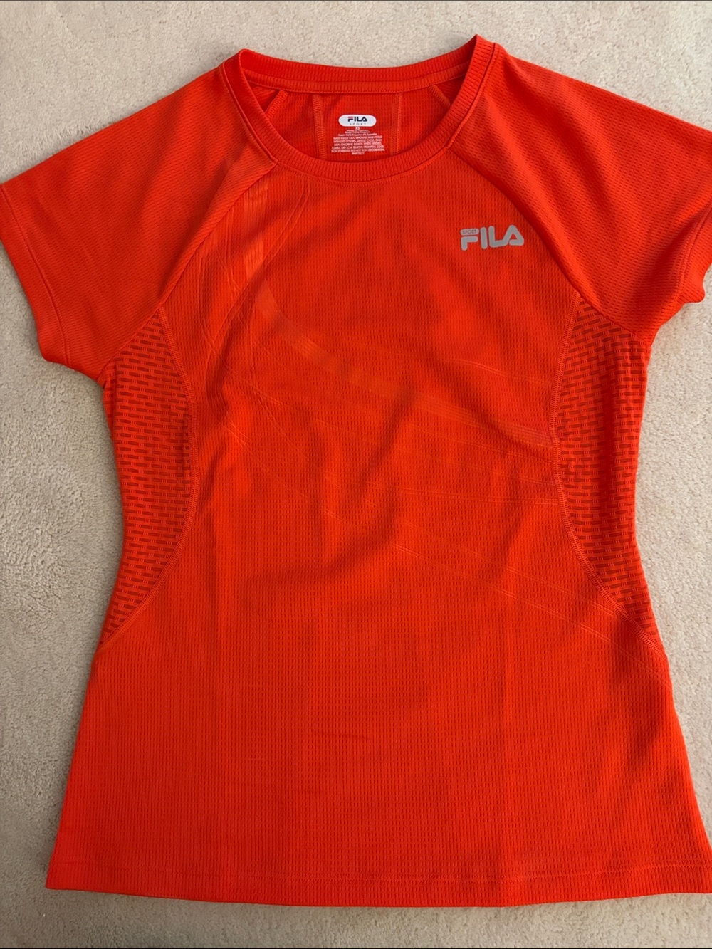 Fila Orange Active Mesh Short Sleeve Top